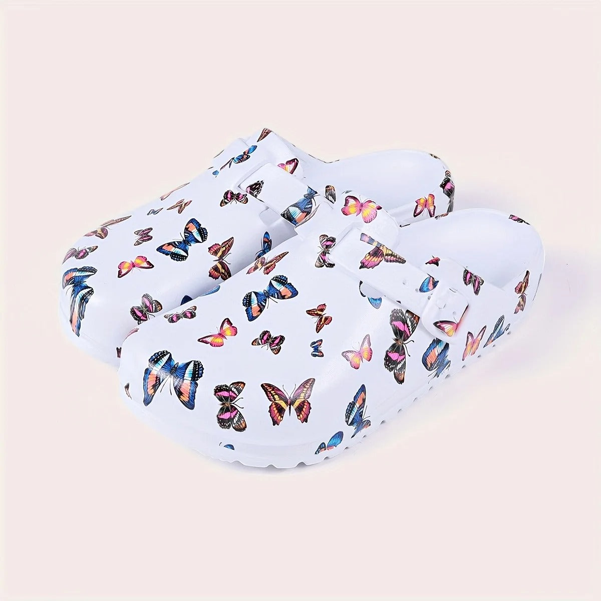Butterfly Print EVA Clogs – Lightweight Casual Slippers
