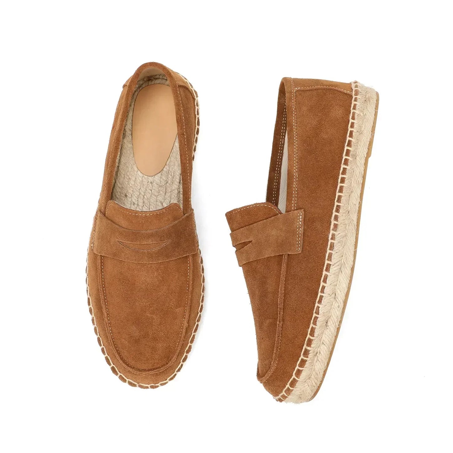 Suede Leather Espadrille Loafers – Casual Slip-On