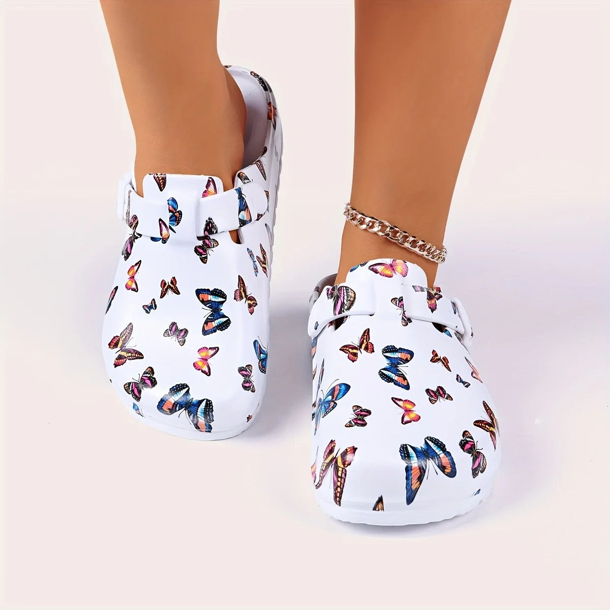 Butterfly Print EVA Clogs – Lightweight Casual Slippers