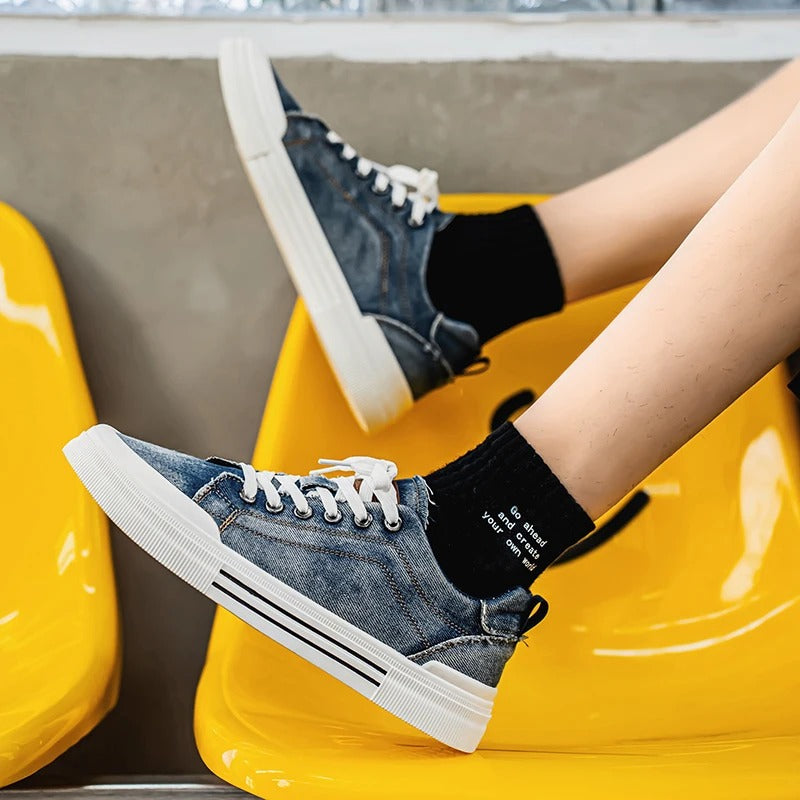 Korean Style Low-Top Sneakers – Denim Casual Design