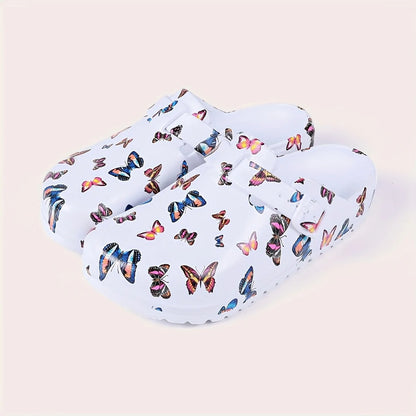 Butterfly Print EVA Clogs – Lightweight Casual Slippers